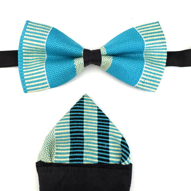 Blue Kente bowtie set