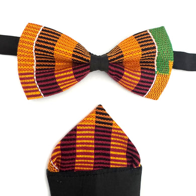 Kente Bow Tie and Pocket Square Set