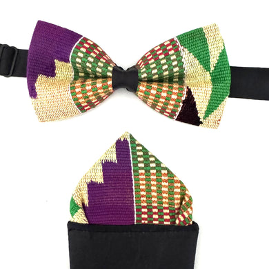 Kente Bow Tie and Pocket Square Set