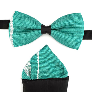 Kente Bow Tie and Pocket Square Set - Turquoise