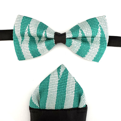 Kente Bow Tie and Pocket Square Set - Turquoise