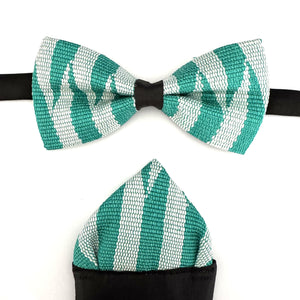 Kente Bow Tie and Pocket Square Set - Turquoise