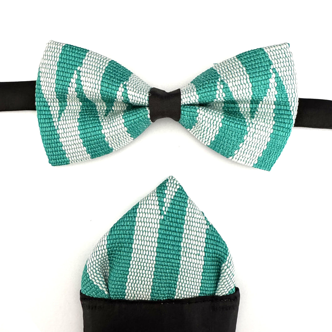 Kente Bow Tie and Pocket Square Set - Turquoise