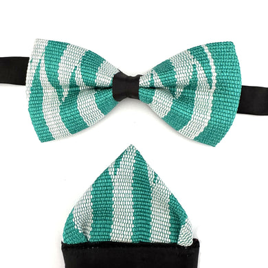 Kente Bow Tie Set - Turquoise