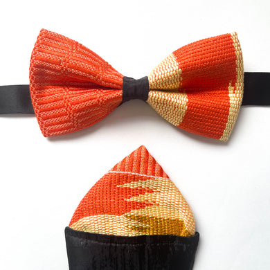 Kente Bow Tie and Pocket Square Set - Orange