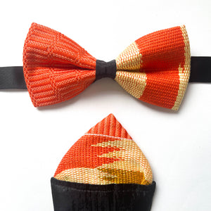 Kente Bow Tie and Pocket Square Set - Orange