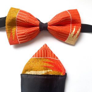 Kente Bow Tie and Pocket Square Set - Orange