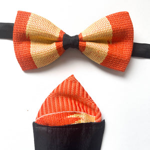 Kente Bow Tie and Pocket Square Set - Orange