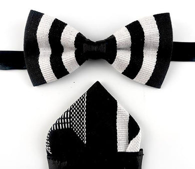 Kente Bow Tie Set - Black Stripes