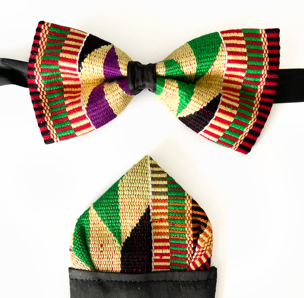 Kente Bow Tie and Pocket Square Set