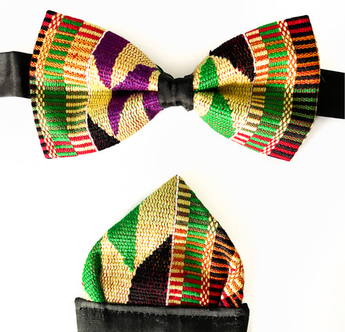 Kente Bow Tie and Pocket Square Set