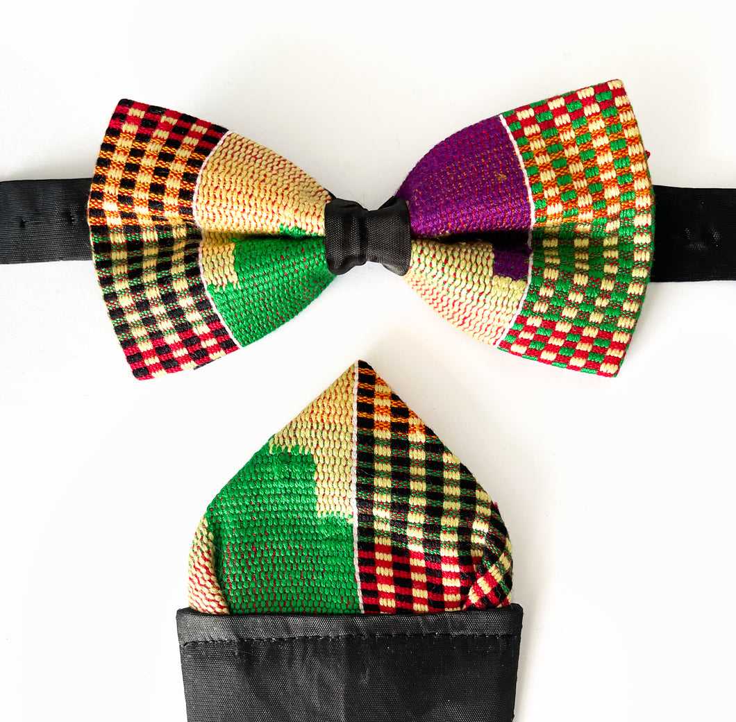 Kente Bow Tie and Pocket Square Set