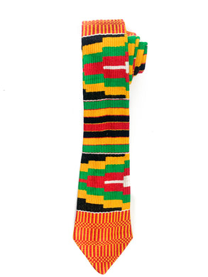 Ghana Kente Regular Necktie - Yellow Green Red