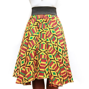 Kente Print Maxi Long Skirt