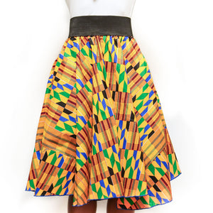 Kente Print Maxi Long Skirt