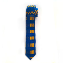 Kente Skinny Tie and Handkerchief Set - Royal Blue & Yellow