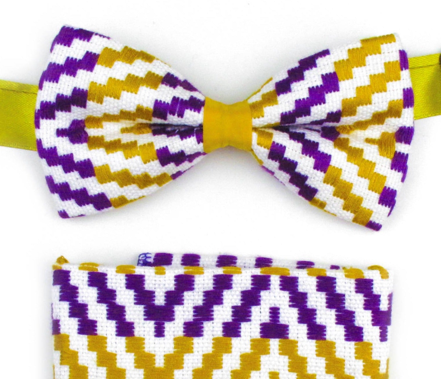 purple and gold bowtie