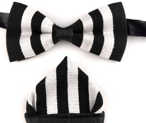 Kente Bow Tie Set - Black Stripes