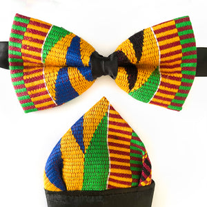 Kente Bow Tie and Pocket Square Set