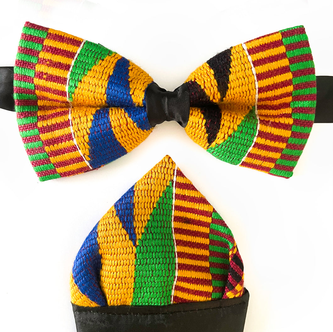 Kente Bow Tie and Pocket Square Set