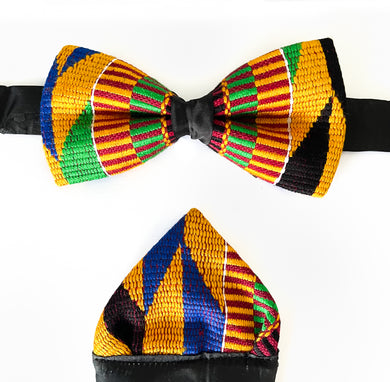 Kente Bow Tie and Pocket Square Set